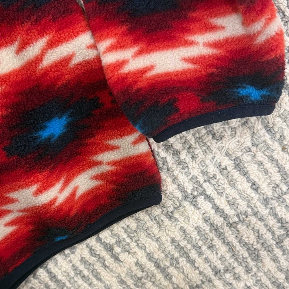 Patagonia Red Aztec-Pattern Snap Pullover with Bl… - image 4
